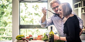 Couple making dinner