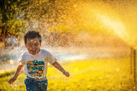 Summer Sprinkler Children Kids Laughing Playing Activities Budget 