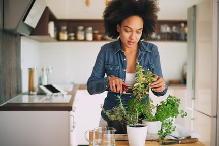 Woman cutting flowers