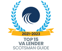 Award badge for Scotsman Guide Top 15 VA Lender 2021-2023