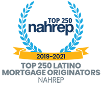 Award badge for National Association of Hispanic Real Estate Professionals Top 250 Latino Mortgage Originators 2019-2021