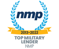 Award badge for National Mortgage Professional Top Military Lender 2013-2022